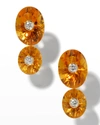 PRINCE DIMITRI JEWELRY 18K YELLOW GOLD OVAL CITRINE AND ROUND DIAMOND EARRINGS
