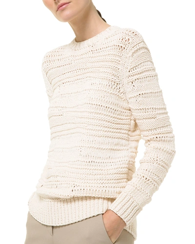 Michael Kors Organic Cotton Pulled Knit Sweater In Ecru