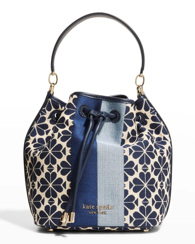 Kate Spade Spade Flower Jacquard Stripe Bucket Bag In Blue