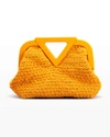 Bottega Veneta Point Small Crocket Rubber Top-handle Bag In Tangerine