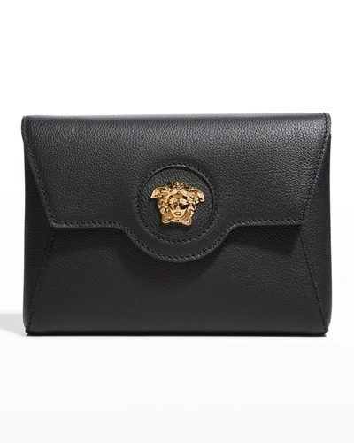 Versace La Medusa Envelope Pouch Bag In Black