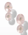 PRINCE DIMITRI JEWELRY 18K ROSE GOLD OVAL ROSE QUARTZ AND ROUND DIAMOND EARRINGS