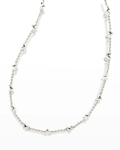 Kendra Scott Haven Heart Strand Necklace In Rhod Metal