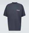 Balenciaga Campaign Logo Small Fit Cotton Graphic Tee In Dark Grey White