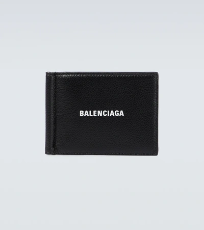 Balenciaga Black Cash Fold Wallet In Black/l White