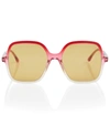 Isabel Marant Square Acetate Sunglasses In Red/pink/yellow/nicotine