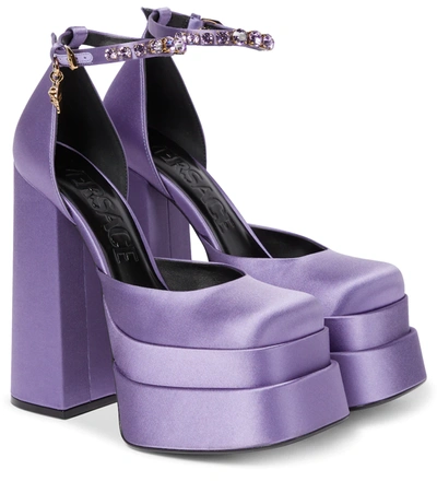 VERSACE MEDUSA AEVITAS SATIN PLATFORM PUMPS