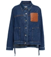 Loewe Leather-trimmed Two-tone Denim Jacket In Blue