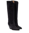 Isabel Marant Lomero Suede Knee-high Boots In Black Midnight
