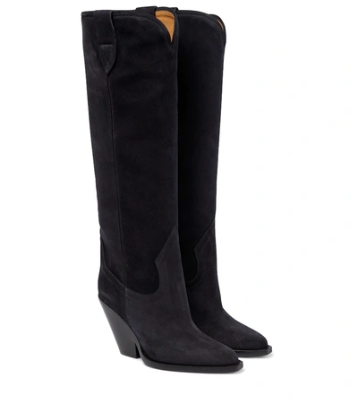 Isabel Marant Lomero Suede Knee-high Boots In Black