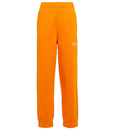 Ganni Pants In Orange Cotton In Bright Marigold