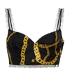 VERSACE LACE-TRIMMED PRINTED SILK BUSTIER