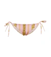 Versace Chain Print String Bikini Bottom In Candy+oro