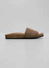 Brunello Cucinelli Monili Band Flat Pool Sandals In Rose Gold