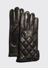 Guanti Giglio Fiorentino Men's Quilted Napa Snap Gloves With Cashmere Lining In 48 Black