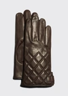 GUANTI GIGLIO FIORENTINO MEN'S QUILTED NAPA SNAP GLOVES WITH CASHMERE LINING