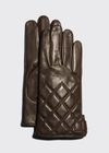 Guanti Giglio Fiorentino Men's Quilted Napa Snap Gloves With Cashmere Lining In 12 Brown