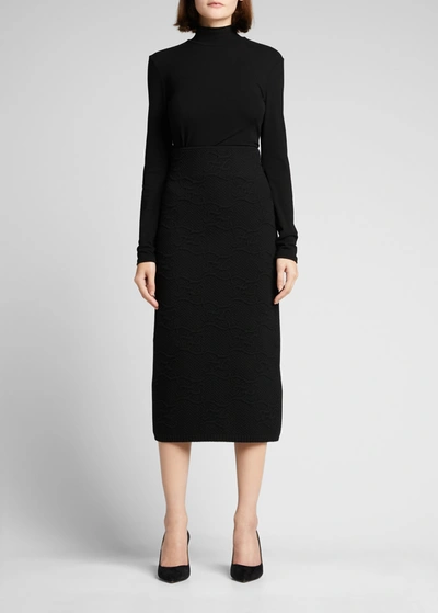 Fendi Karligraphy Quilted Pencil Midi Skirt In Black