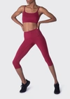 Roland Mouret Wilma Tonal-stitching High-rise Stretch-jersey Capri Leggings In Berry Red