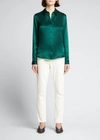 L Agence Tyler Long-sleeve Blouse In Dark Fores