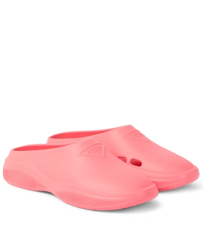 Prada Mellow Rubber Slippers In Pink