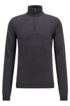 Hugo Boss Slim-fit Sweater In Extra-fine Merino Wool In Grey