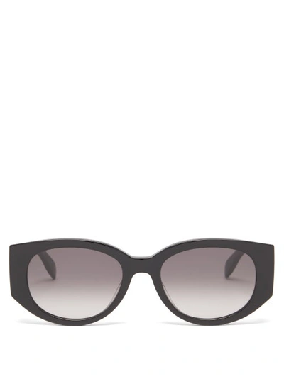 Alexander Mcqueen Graffiti Round Acetate Sunglasses In Black/white