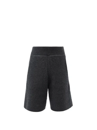 Altu Ribbed Merino-blend Shorts In Dark Grey