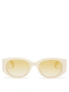 Alexander Mcqueen Beige Acetate Sunglasses With Logo Print In White/yellow