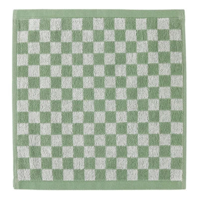 Baina Green & White Quill Face Cloth In Sage / Chalk