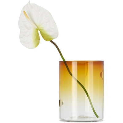 Nate Cotterman Yellow Medium Dimple Vase In Amber