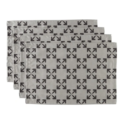 Off-white Black & White Arrows Place Mat Set In White Black
