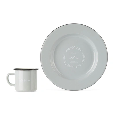 Afield Out Ssense Exclusive Grey Enamel Plate & Mug Set