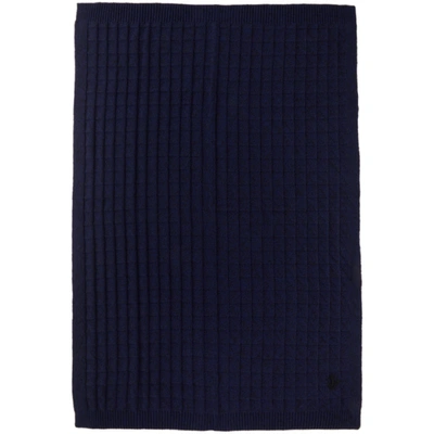 Jil Sander Ssense Exclusive Navy Chunky Mouline Textured Blanket In 460 Open Blue