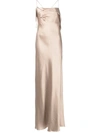 Michelle Mason Silk Cowl Neck Gown In Neutrals