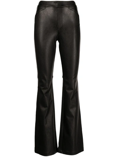 Spanx Womens Noir Black Leather-like Flare Pant M In Luxe Black