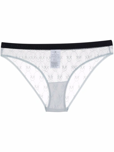 Pinko Lace-patterned Sheer Briefs In Blue