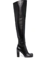 Bottega Veneta Leather Square Toe Over-the-knee Boots In Black