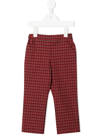 Familiar Kids' Plaid-check Print Trousers In Red