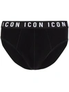 Dsquared2 Cotton Icon Slip With Logoed Waistband In Black