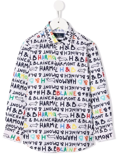 Harmont & Blaine Junior Kids' Logo Print Shirt In White