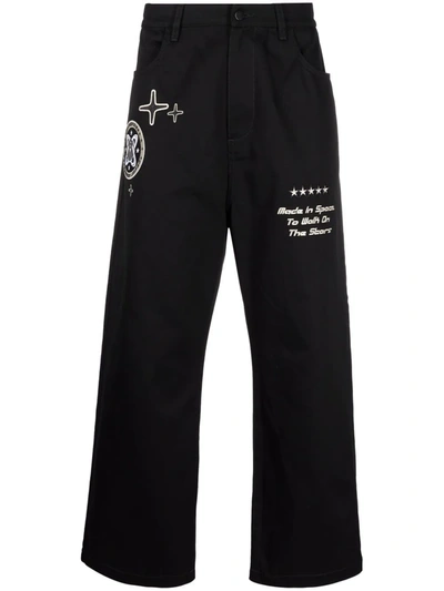 Enterprise Japan Embroidered Straight-leg Trousers In Black