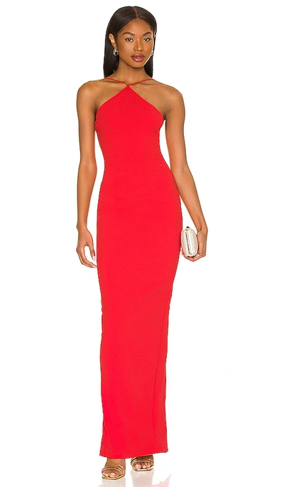 Nookie Trinity Halter Gown In Cherry