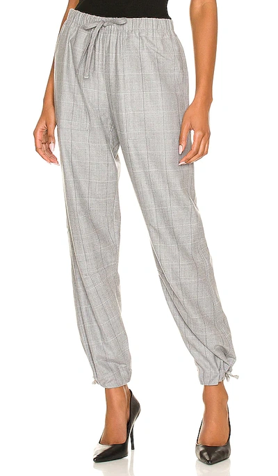 Rag & Bone Andre Tie Waist Check Wool Blend Pants In Gray
