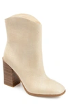 Journee Collection Brekkin Croc Embossed Tru Comfort Foam Western Bootie In Ivory