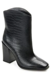 Journee Collection Brekkin Croc Embossed Tru Comfort Foam Western Bootie In Black