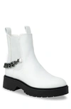Chase & Chloe ́ Chain Trimmed Chelsea Boot In White Pu