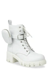 Chase & Chloe ́ Side Pocket Combat Boot In White Pu