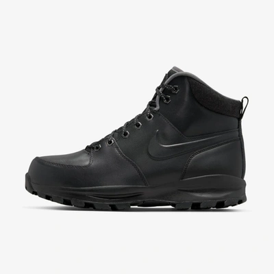 Nike Manoa 456975-001 Men's Black Leather Mid Top Combat Boots Size Us 4 Tuf16 In Black/black/black