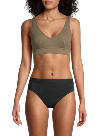 Commando Women's Luxury Ribbed Pima Cotton-blend Bralette In Moss